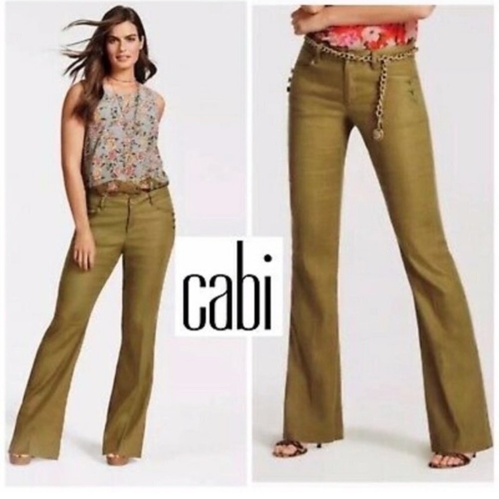CAbi Olive Green Charlie Trousers Size 10 Long